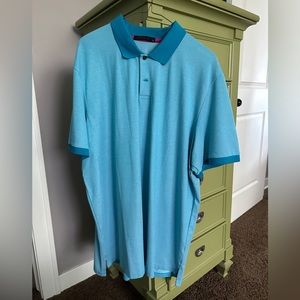 Worn once Greyson XL pique blue contrasting collar and sleeves polo - beauty